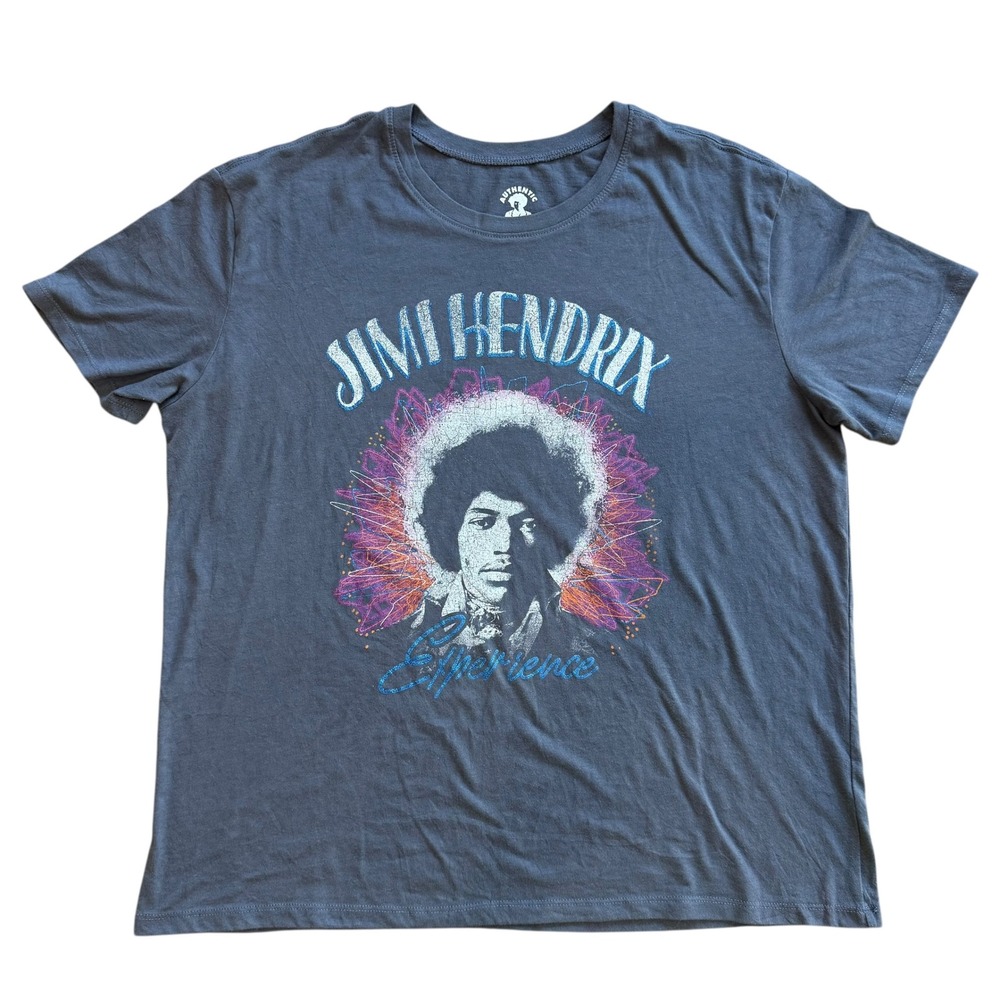 Authentic Jimi Hendrix Experience‎ Graphic T-Shirt Gray Womens Large Band Tee
